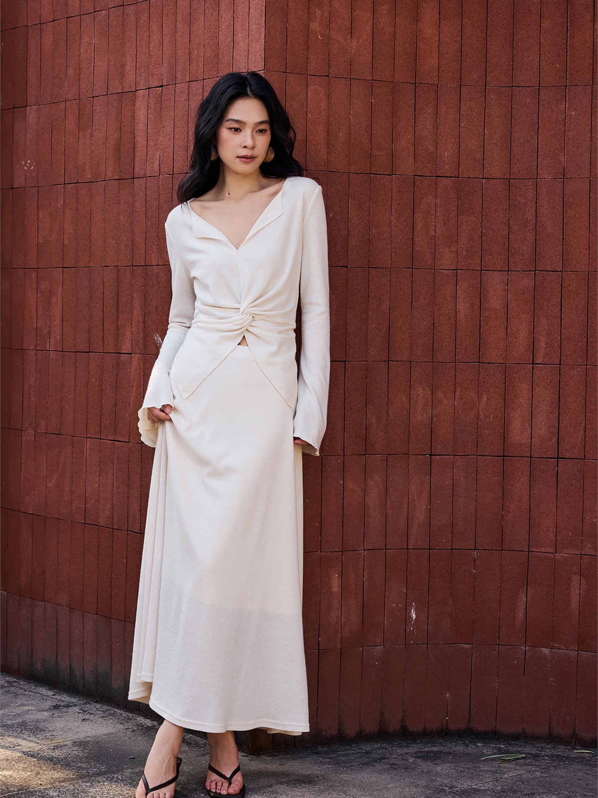Hermia Ribbed Long-Sleeve Knit Top & Skirt (Sold Separately)