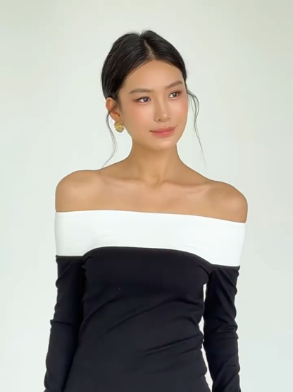 Faey Off Shoulder Color Binding Top