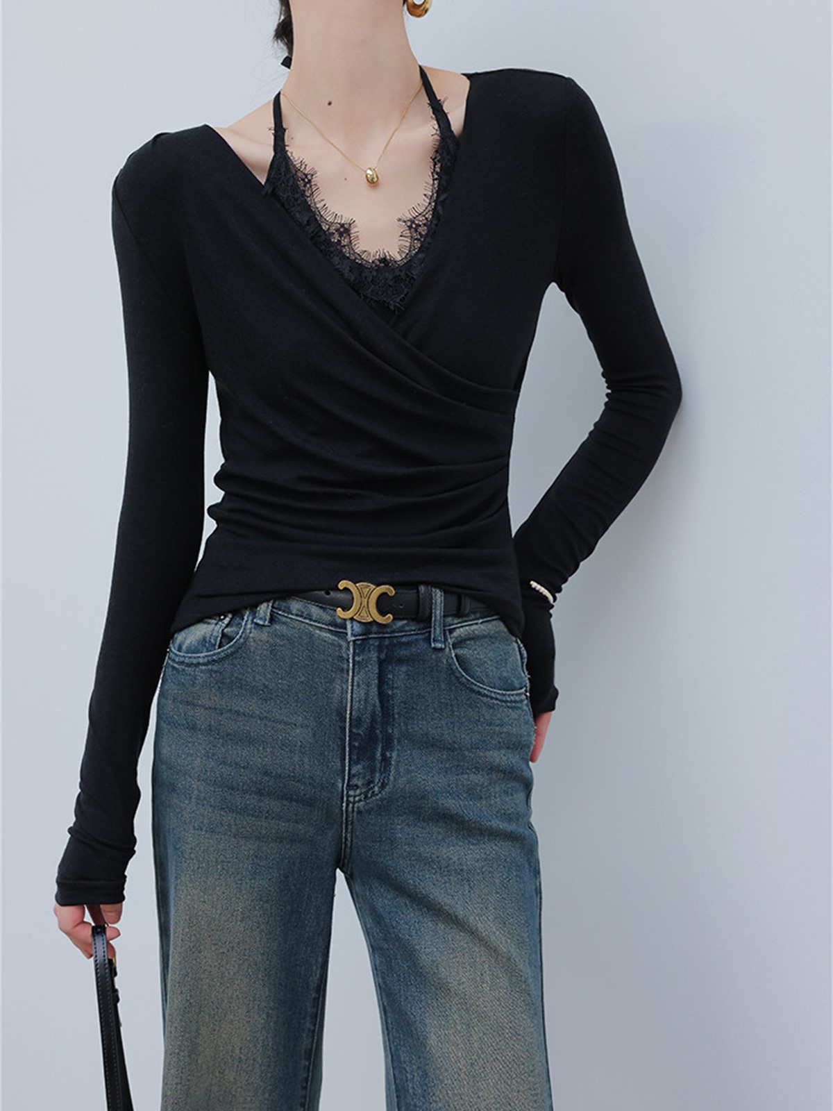 Hollis Two-Piece Lacey Long-Sleeve Top