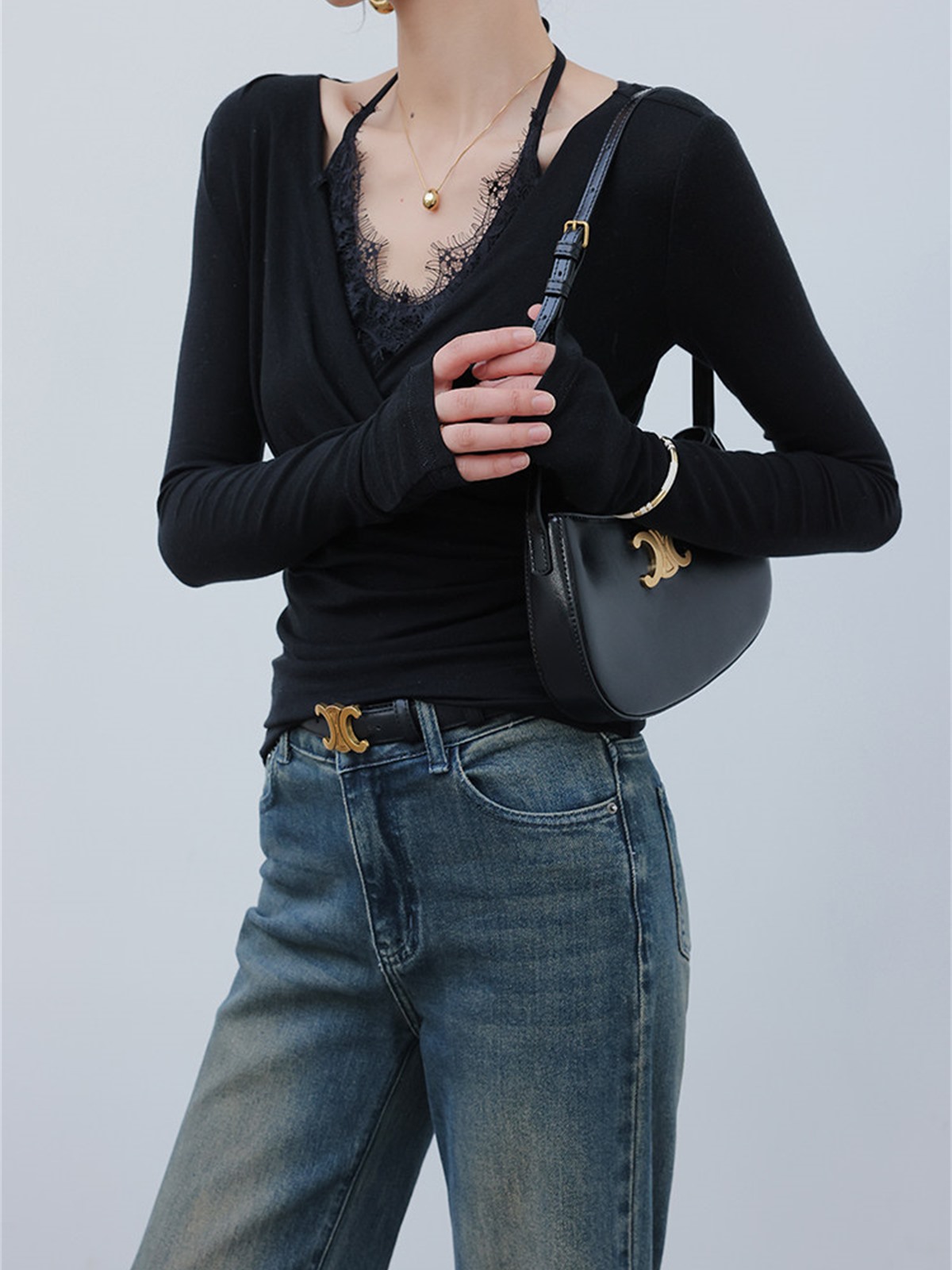 Hollis Two-Piece Lacey Long-Sleeve Top