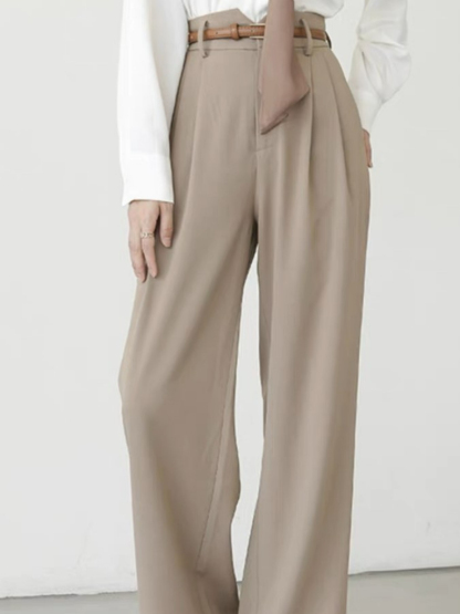 Ollie Straight High Waisted Cut Pants (Discounted-S Size)-The Black Bow-