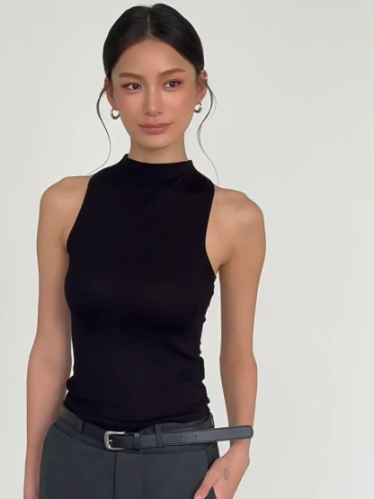 Raelynn High Neck Back Twist Knit Top