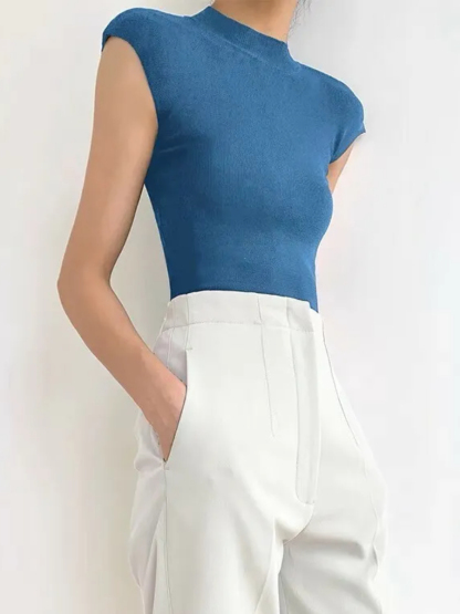 Mikeyla Cap Sleeve Knit Top-The Black Bow-