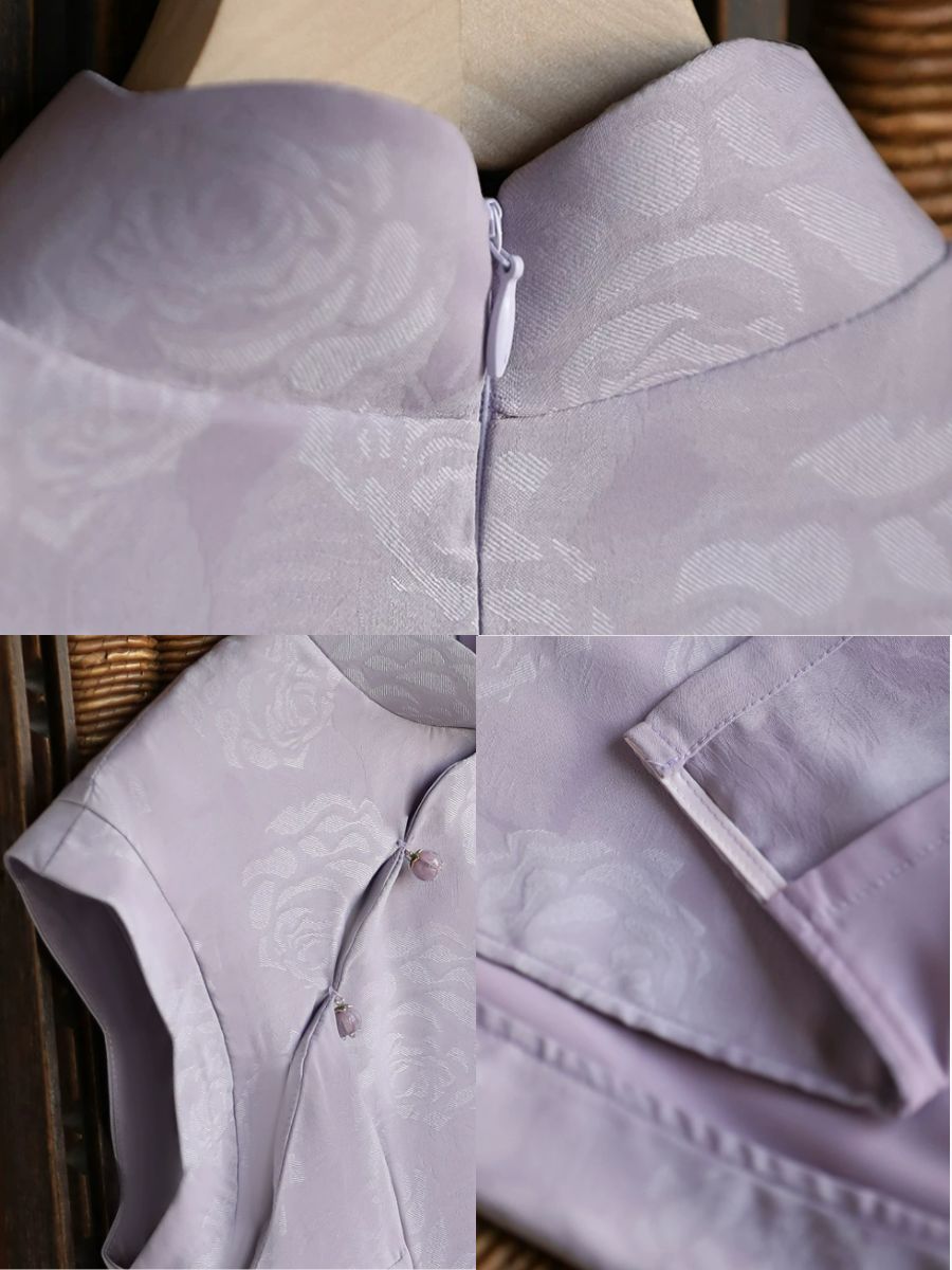 Yun Dian Floral Jacquard Ruffle Trim Cheongsam