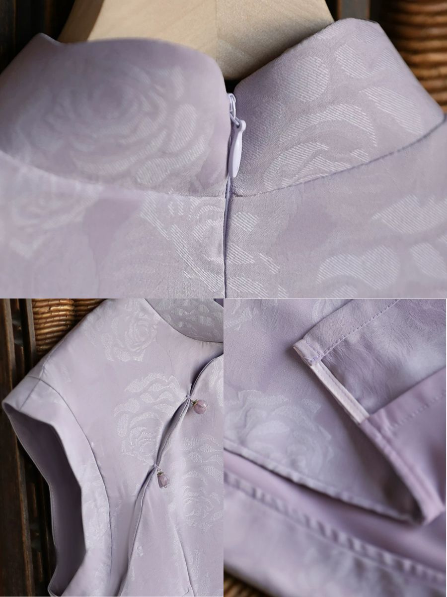Yun Dian Floral Jacquard Ruffle Trim Cheongsam