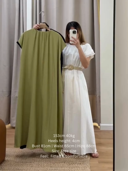 Chinny Crew Neck Column Dress With Belt (DR107)