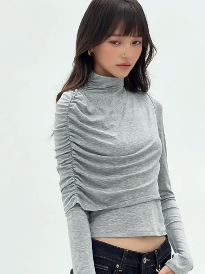 Leonora Ruched Turtleneck Layered Top