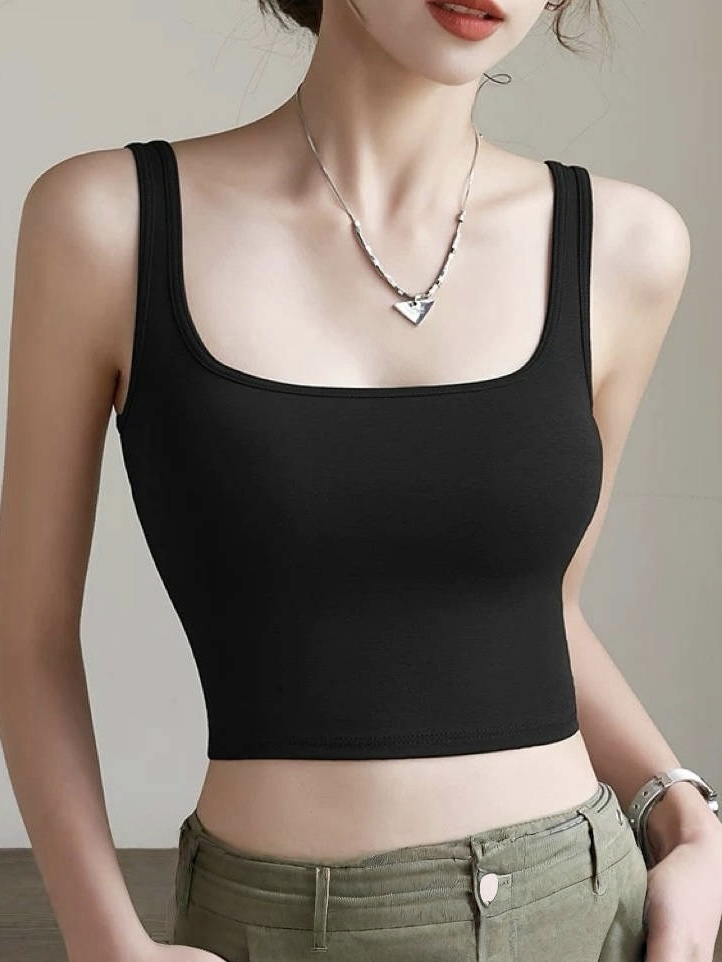 Quby Square Neck Padded Top (Black & White)