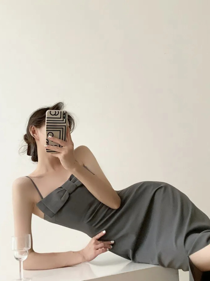 Ethel Bow Front Cami Dress-The Black Bow-