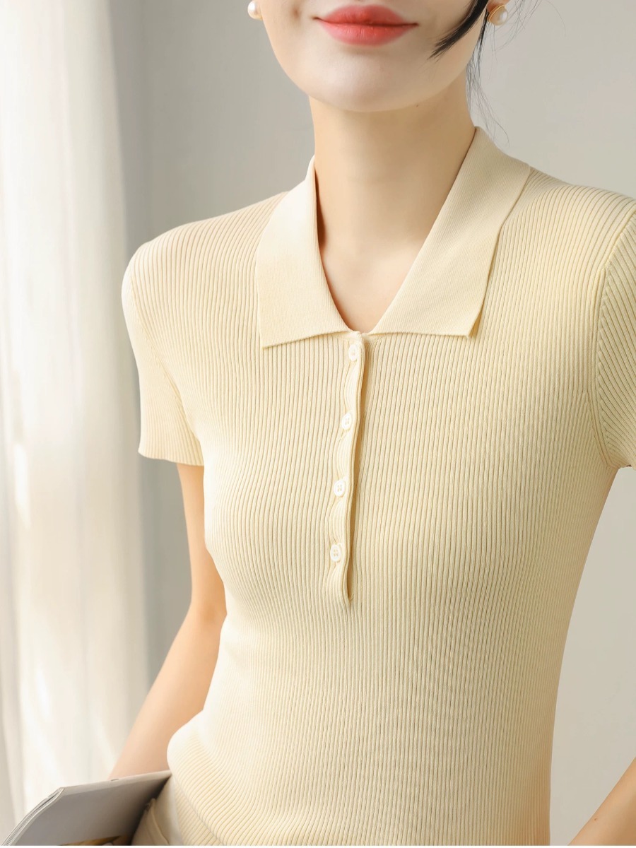 Noah Buttoned Collar Rib Knit Top