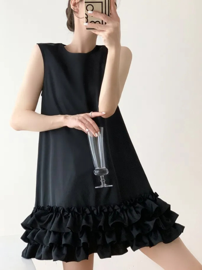 Landye Layered Trim Shift Dress-The Black Bow-