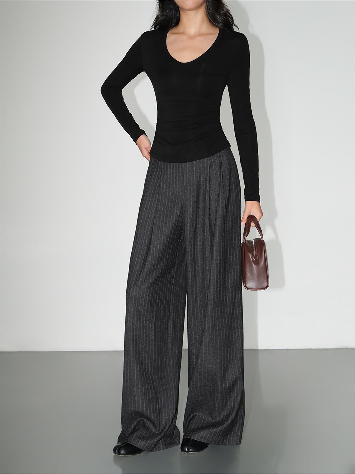 Leona Pinstripe Wide-Leg Trousers