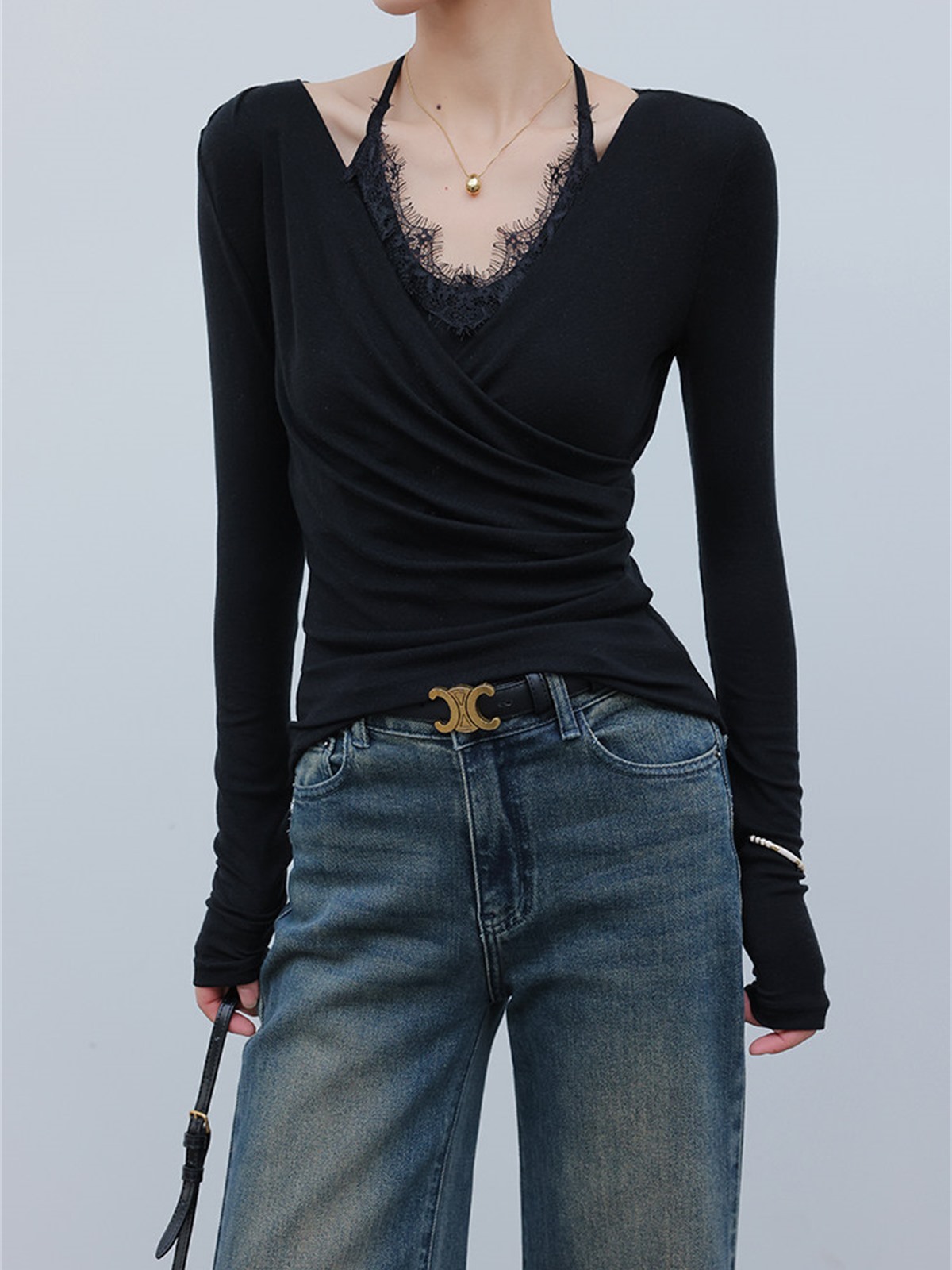 Hollis Two-Piece Lacey Long-Sleeve Top