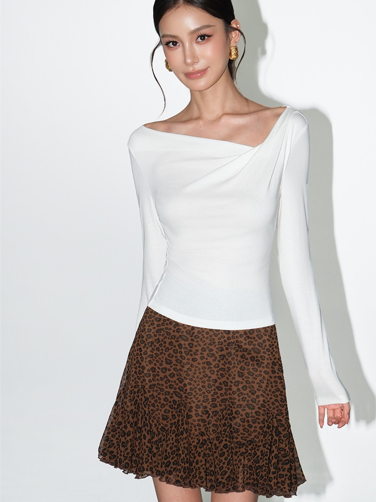 Lyra Leopard Ruffle Mini Skirt