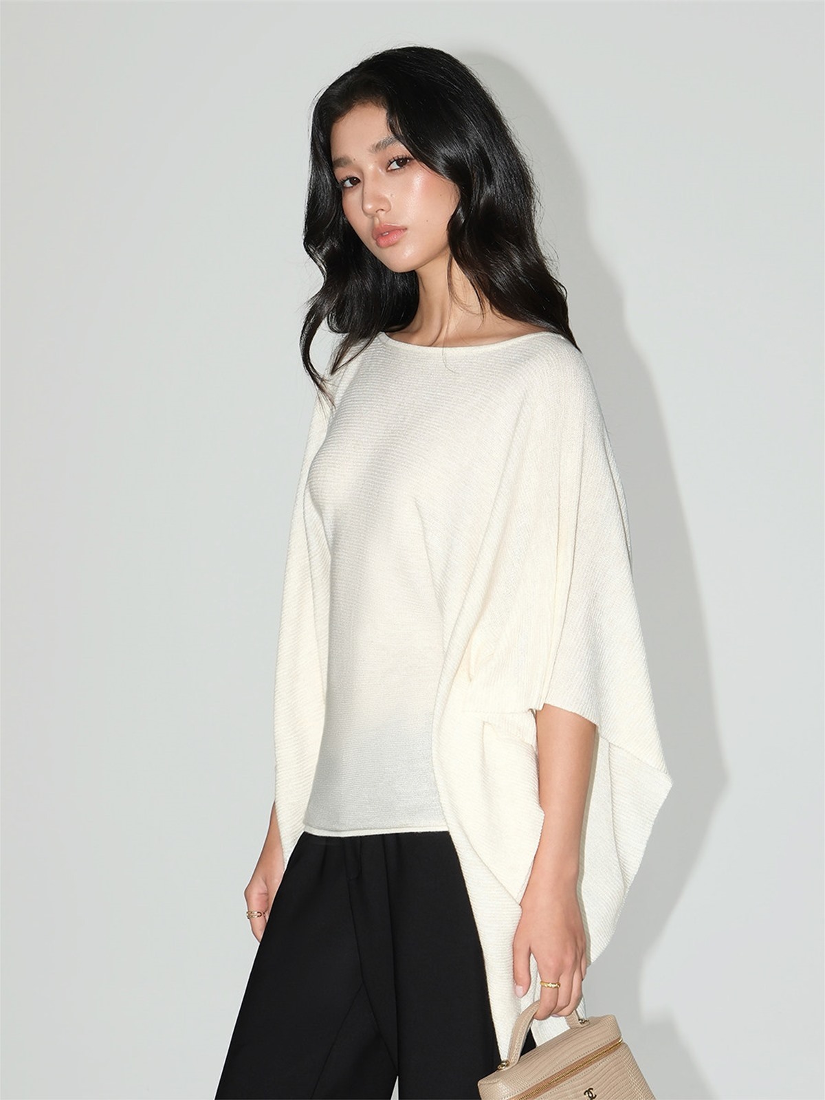 Lysette One-Shoulder Batwing Knit Top