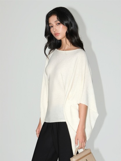 Lysette One-Shoulder Batwing Knit Top
