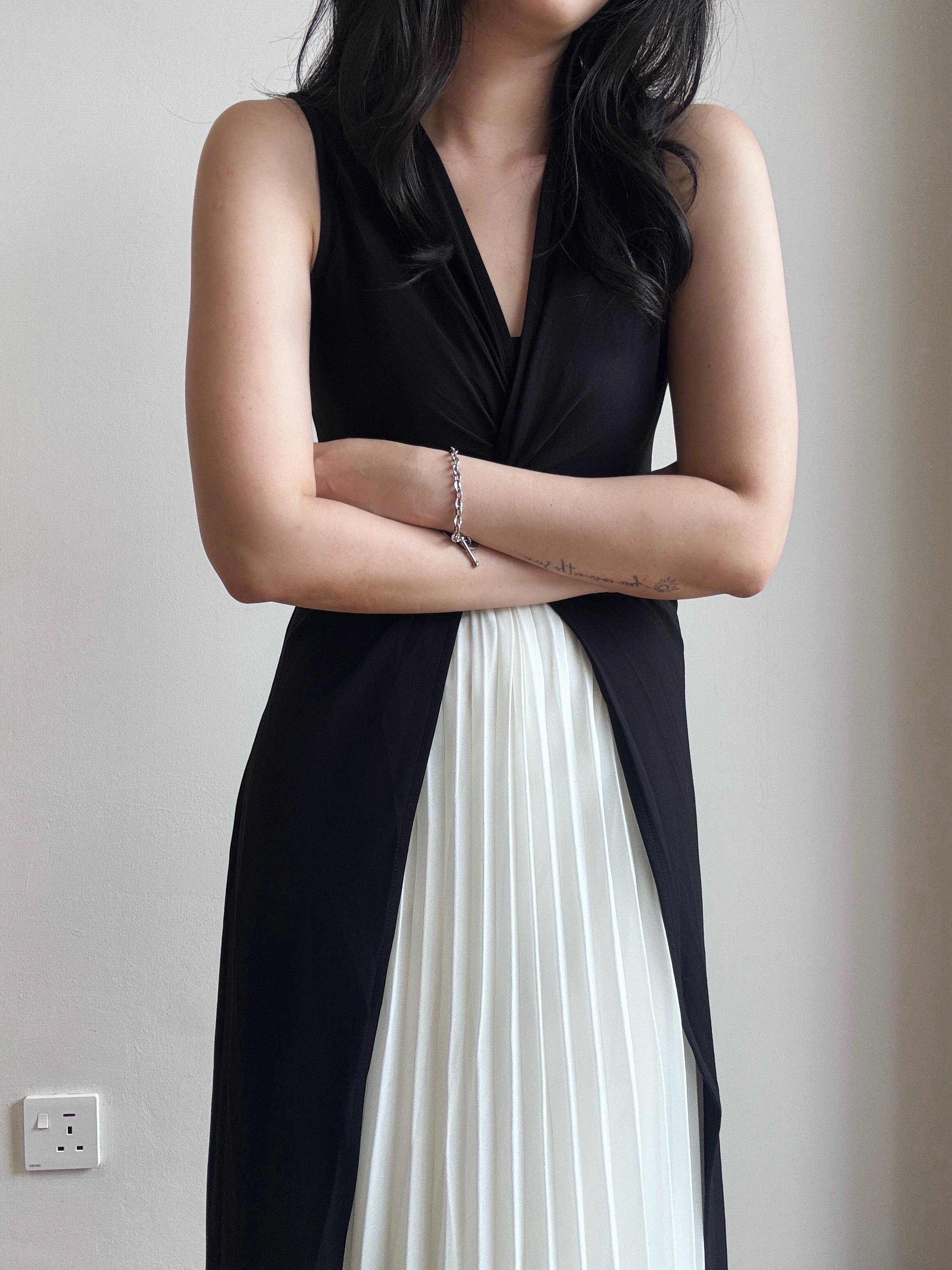 Channy Two-Piece Front Twist Color Block Maxi Dress