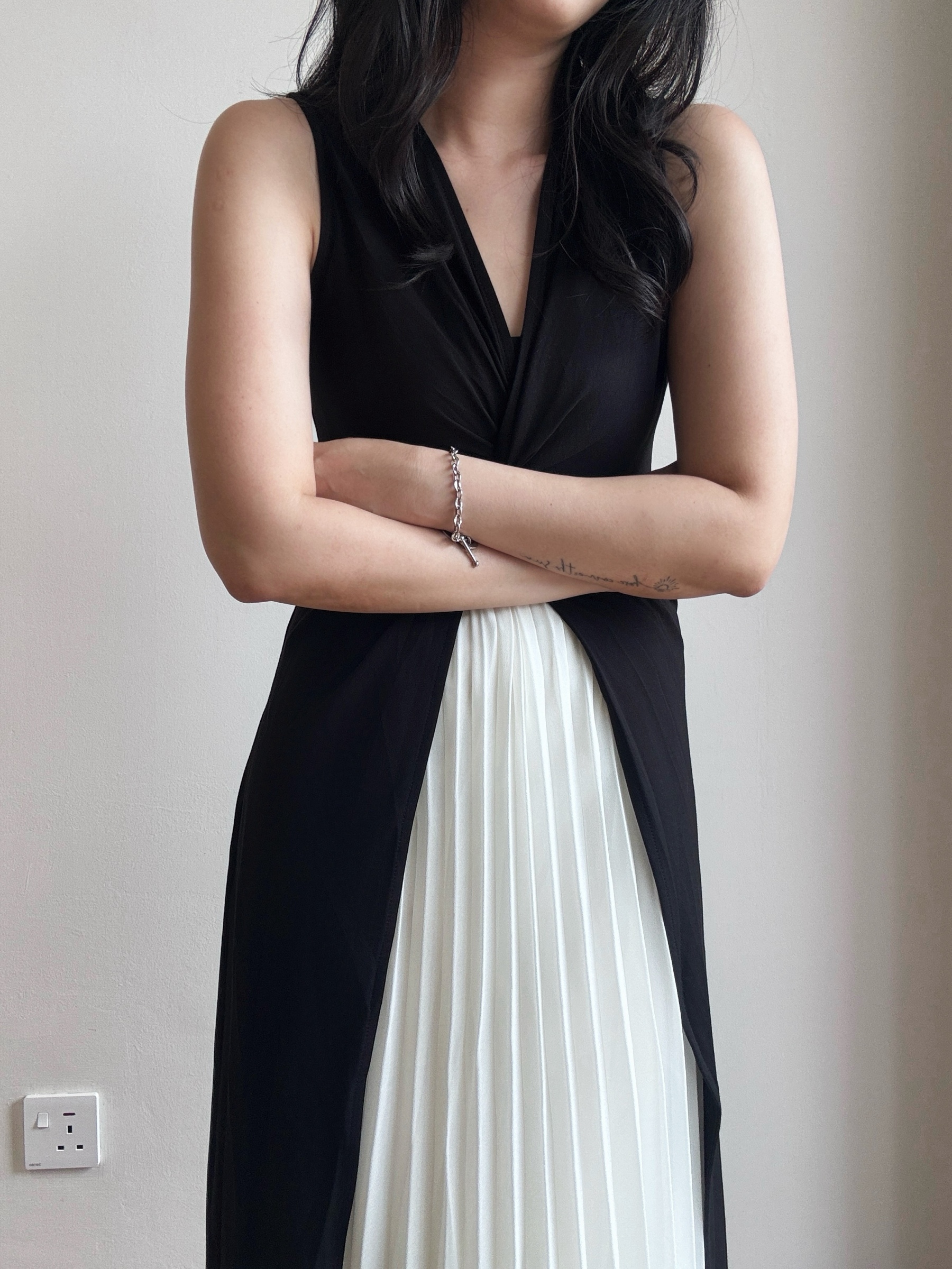 Channy Two-Piece Front Twist Color Block Maxi Dress