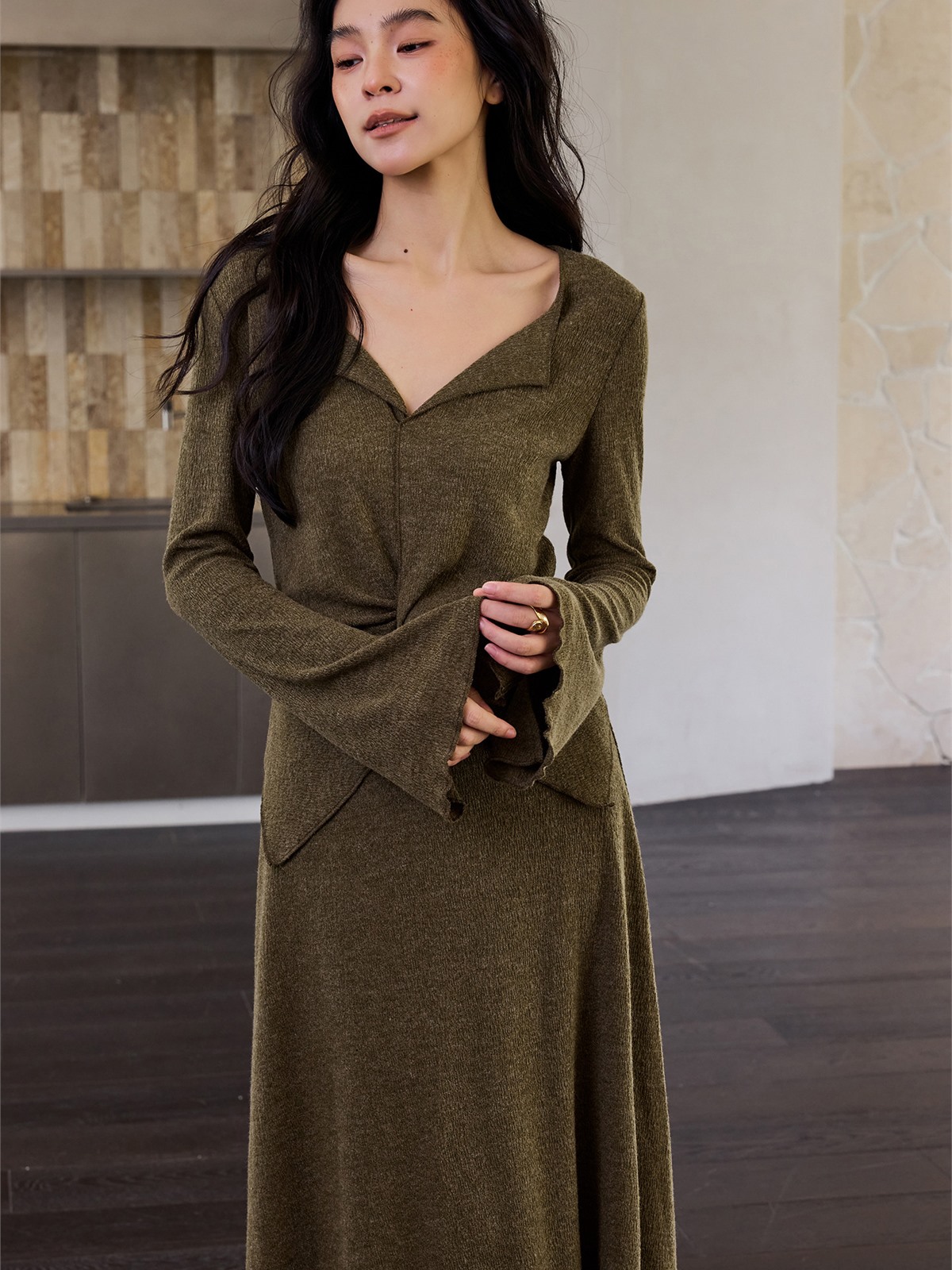 Hermia Ribbed Long-Sleeve Knit Top & Skirt (Sold Separately)