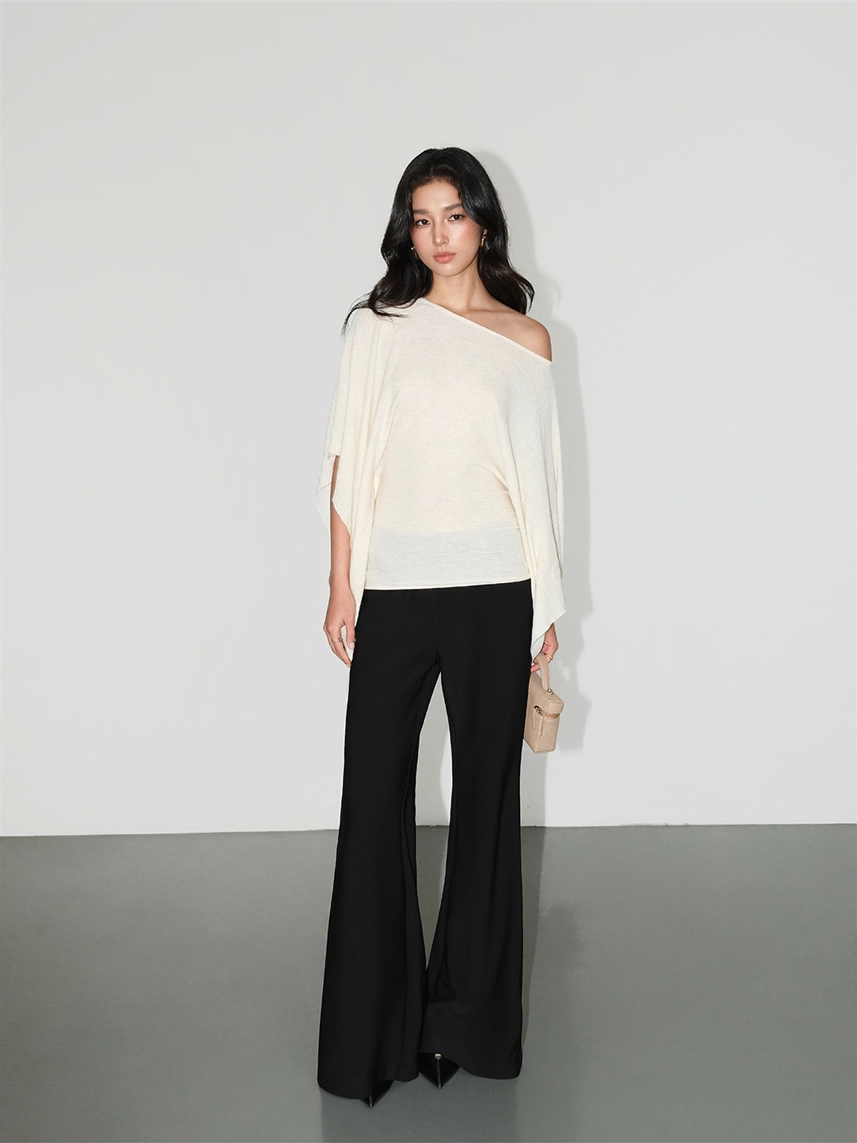 Lysette One-Shoulder Batwing Knit Top