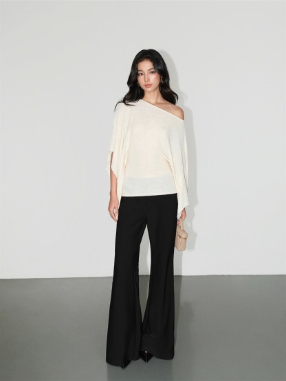Lysette One-Shoulder Batwing Knit Top