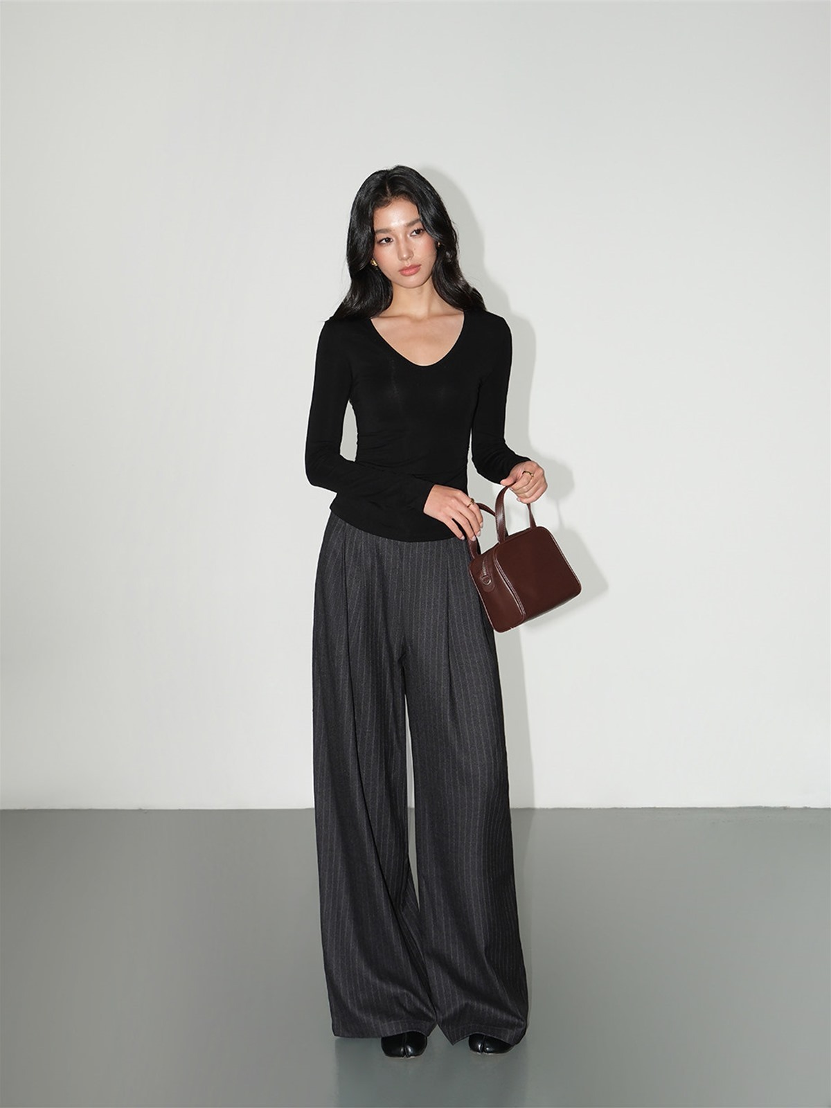 Leona Pinstripe Wide-Leg Trousers