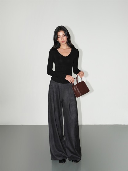 Leona Pinstripe Wide-Leg Trousers