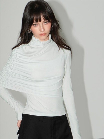 Leonora Ruched Turtleneck Layered Top