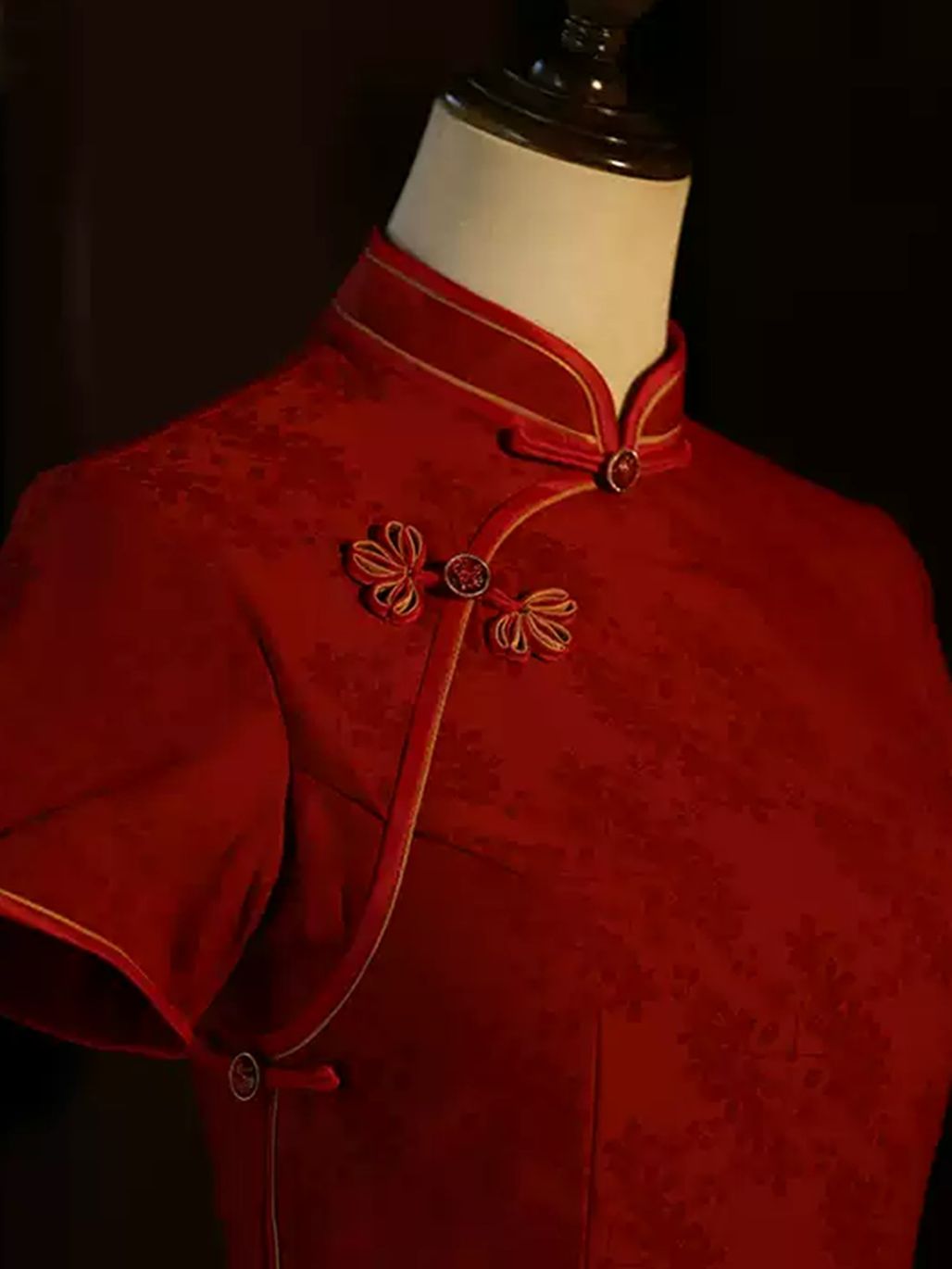 Yun Cen Jacquard Short Sleeve Cheongsam