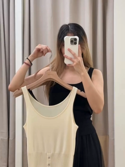 U-Neck Singlet with Waist Button (TP106)