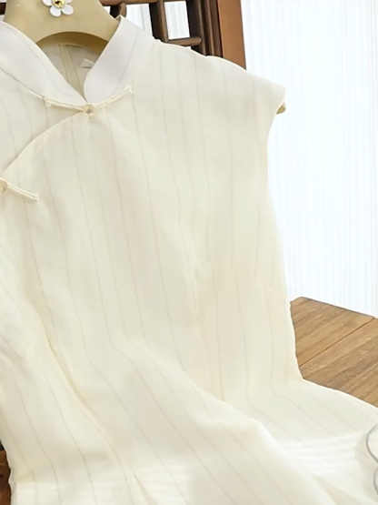 Shuang Yu Stripe Cheongsam