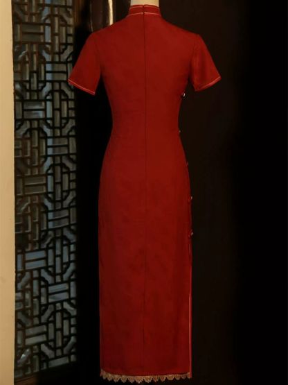 Yun Cen Jacquard Short Sleeve Cheongsam