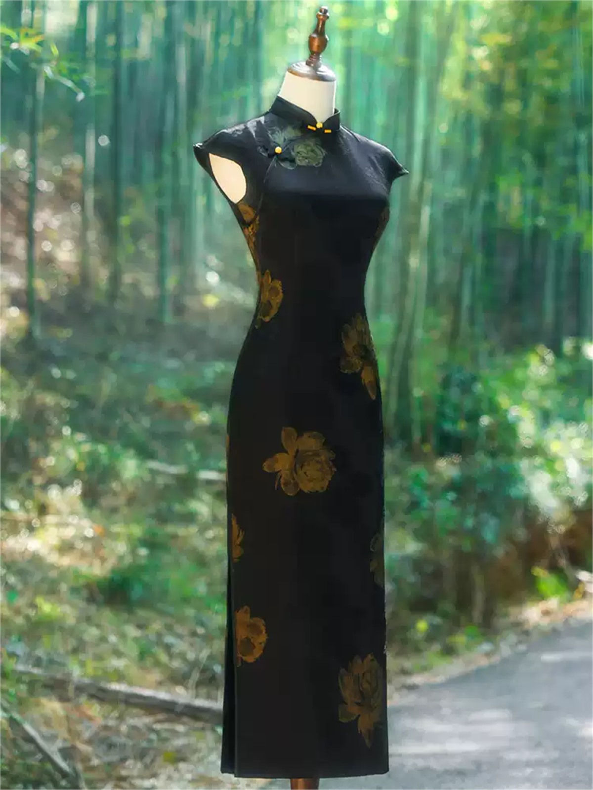 Ya Bie Rose Print Cap Sleeve Cheongsam