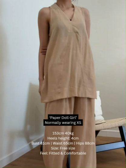 Aavya V Collar Top & Wide Leg Pants Set