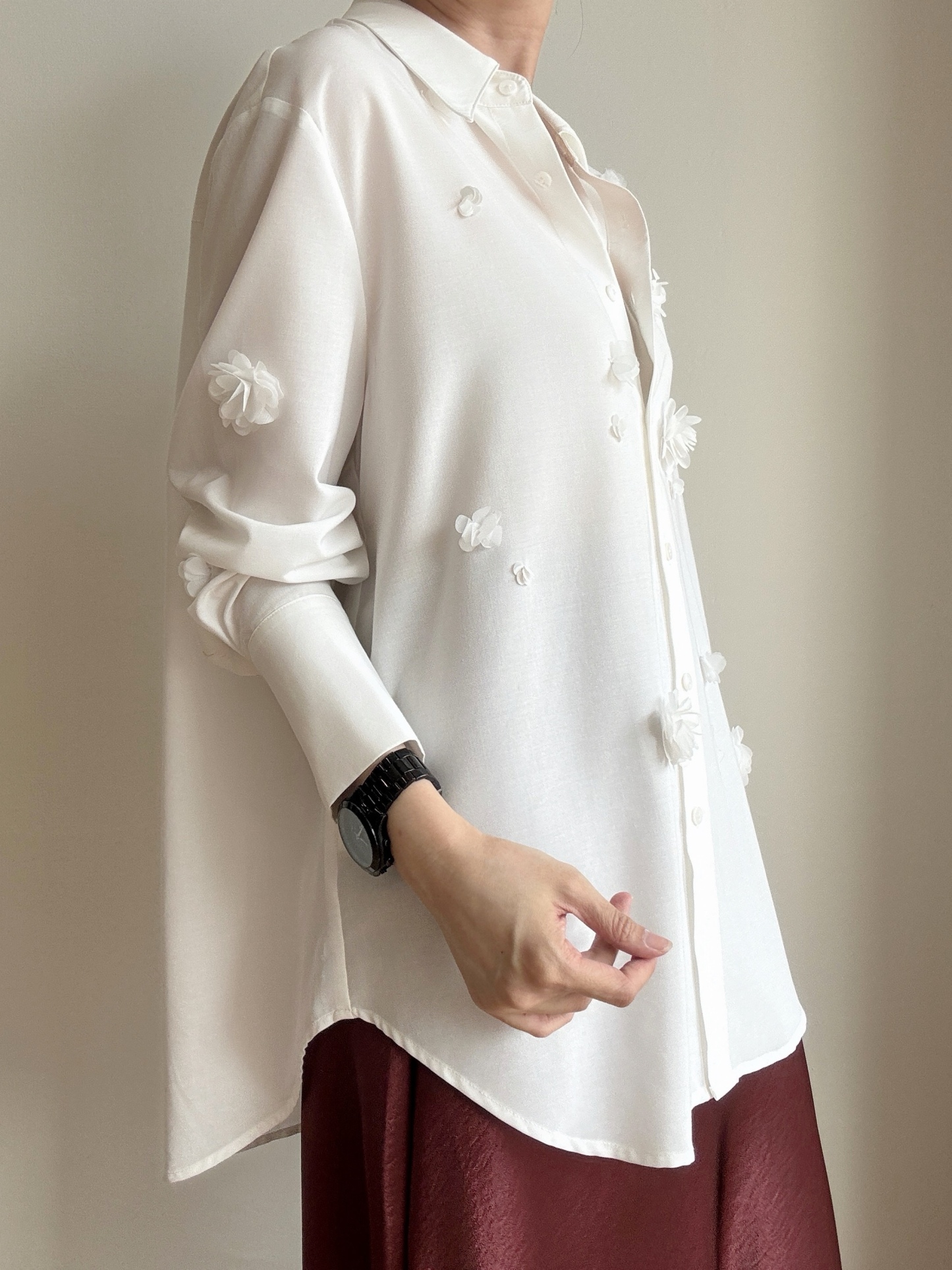 Leona Detailed 3D Floral Shirt 