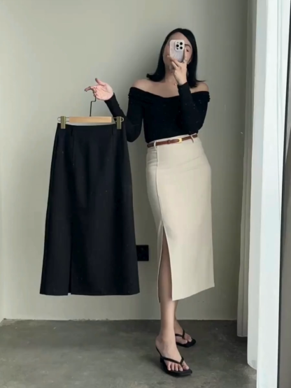 Sabrine A-Line Side Slit Skirt