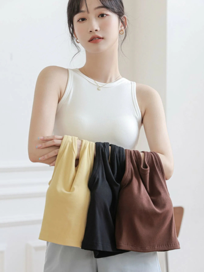 Xandy Halter Neck Cropped Padded Singlet-The Black Bow-