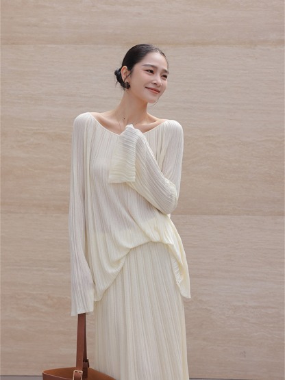 Hailey Lightweight Knit Long-Sleeve Top & Skirt (Sold Separately)