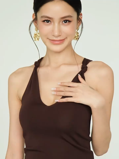 Francetta Shoulder Knot V-Neck Top