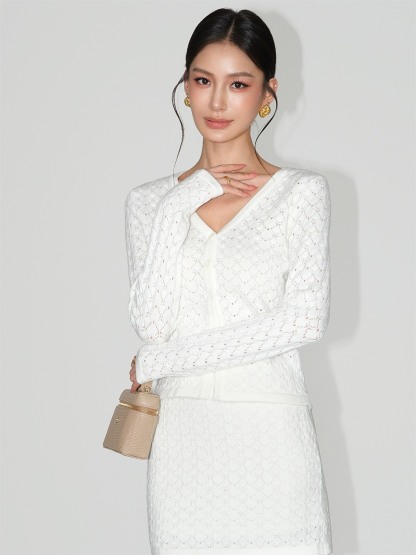 Lunette Openwork Knit Top & Mini Skirt (Sold Separately)