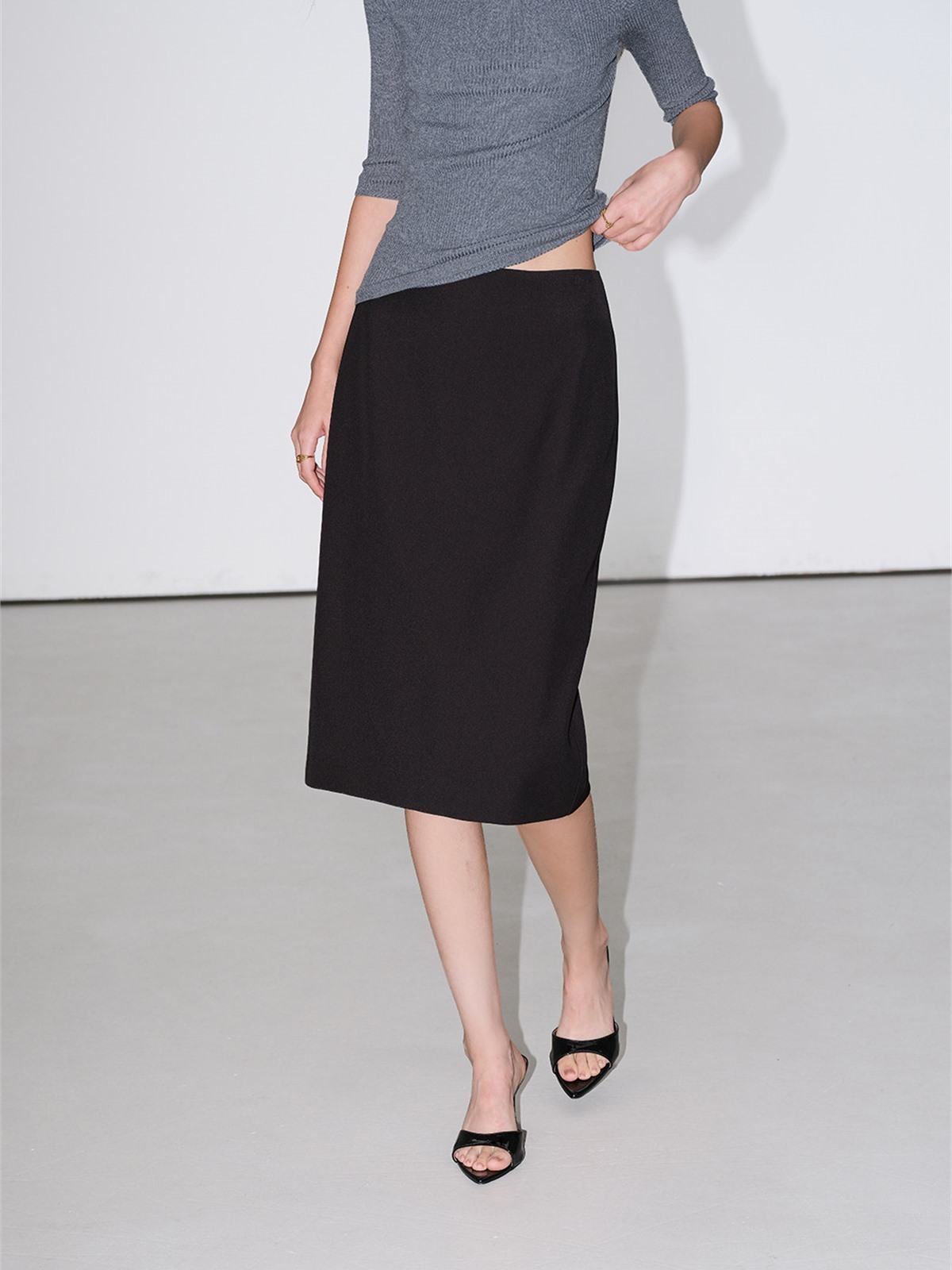 Julie Wrap Front Slit Midi Skirt
