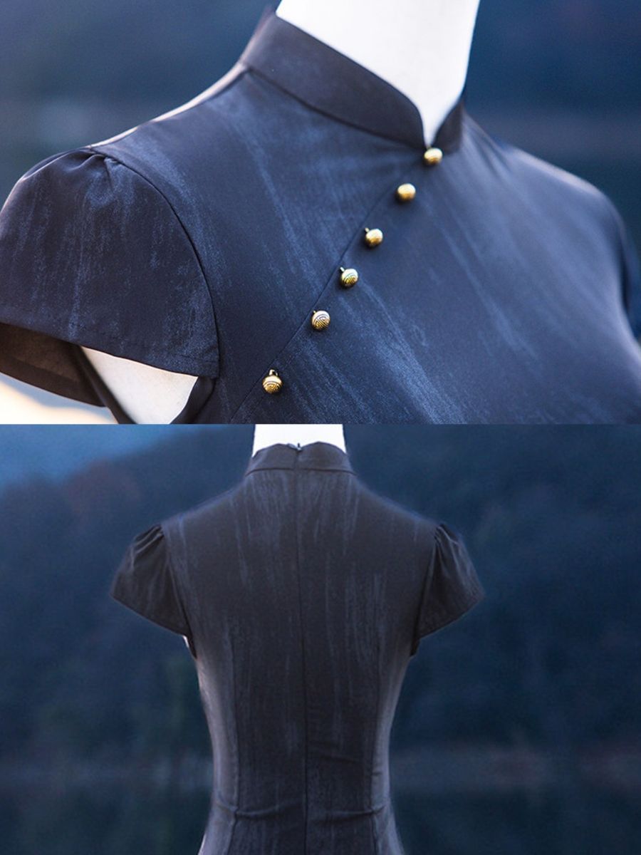 Yun Chong Draped Cap Sleeve Cheongsam