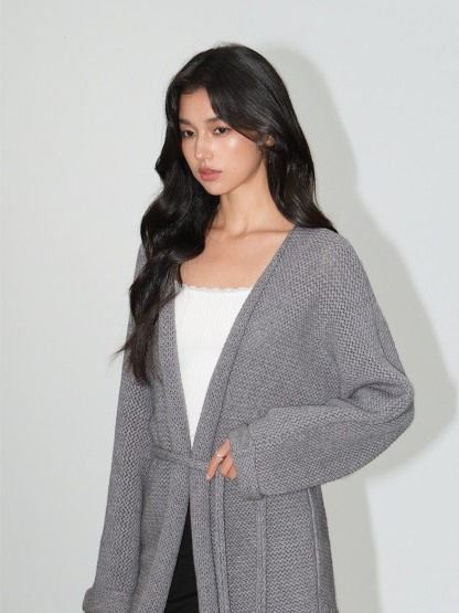 Leontine Belted Longline Knit Cardigan