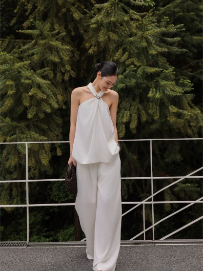 Helena Satin Cowl-Neck Top & Wide-Leg Pants (Sold Separately)