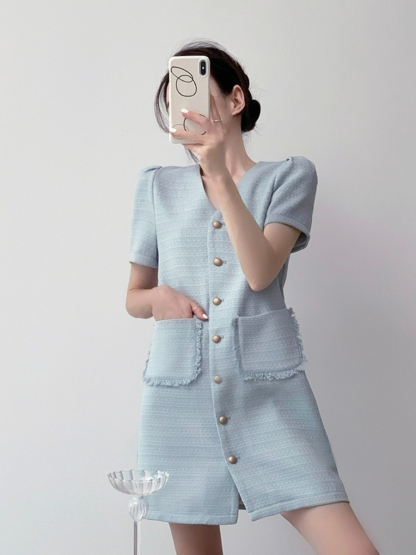 Naveen Textured Mini Dress-The Black Bow-
