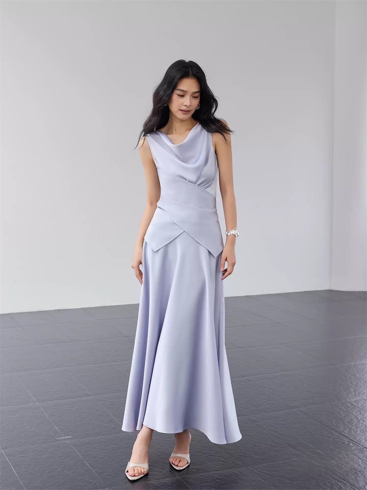 Haerin Sculpted Satin Top & Skirt (Sold Seperately)