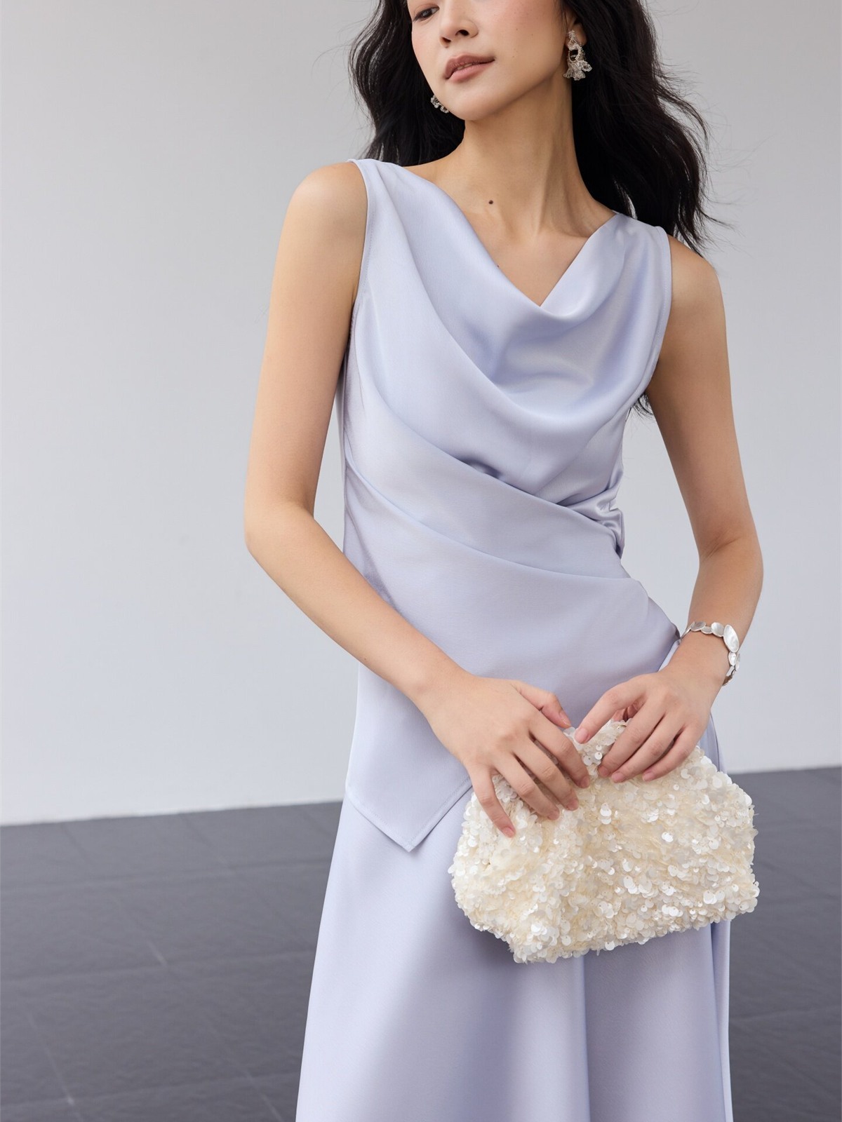 Haerin Sculpted Satin Top & Skirt (Sold Seperately)