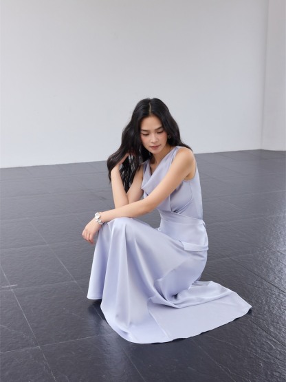 Haerin Sculpted Satin Top & Skirt (Sold Seperately)