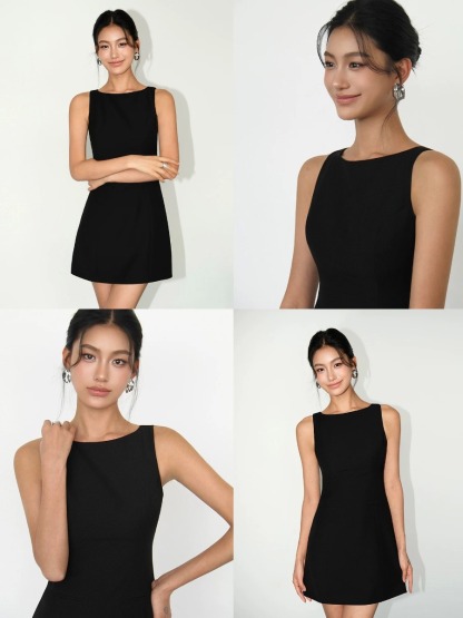 Meyl OL Mini Dress with Fake Pocket-The Black Bow-