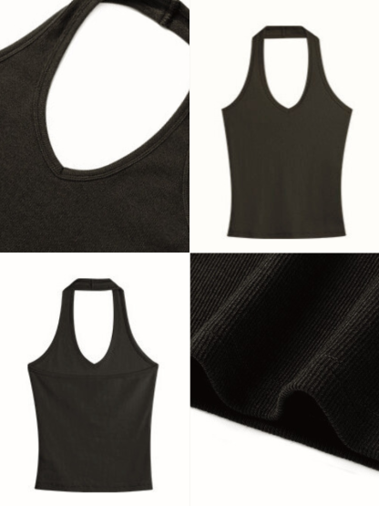 Mabel Halter Neck Knit Top-The Black Bow-